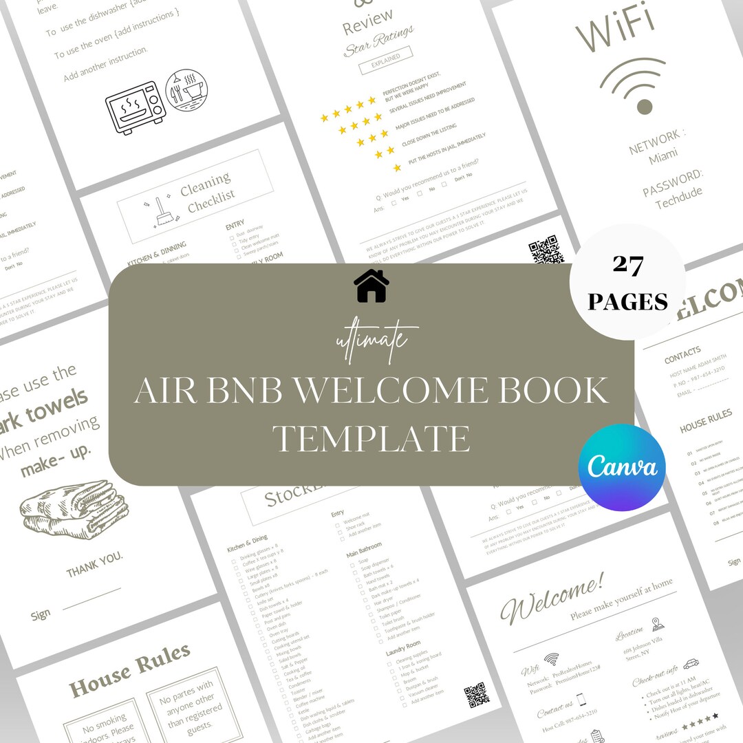 Airbnb Book Template House Welcome Host Manual Guidebook Template Airbnb Book Template House Welcome Host Manual Guidebook Template