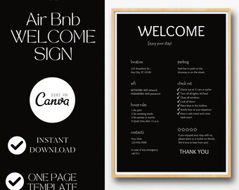 Printable Airbnb sign, House rules poster, Airbnb host, Airbnb rental sign, Canva sign Canva template, Vacation rental sign, Wifi sign, VRBO