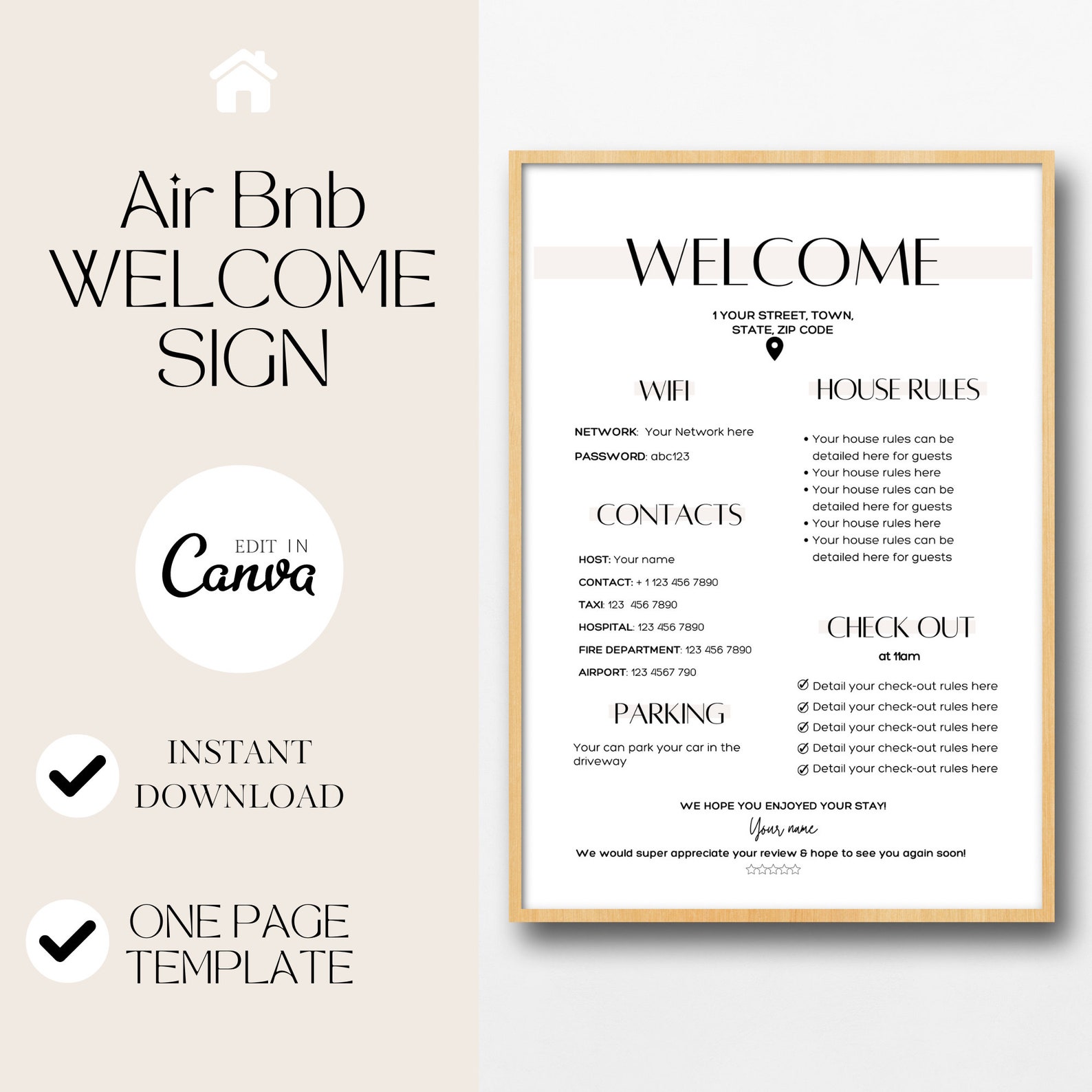 Printable Airbnb Sign, House Rules Poster, Airbnb Host, Airbnb Rental ...