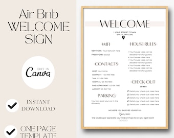 Printable Airbnb sign, House rules poster, Airbnb host, Airbnb rental sign, Canva sign Canva template, Vacation rental sign, Wifi sign, VRBO