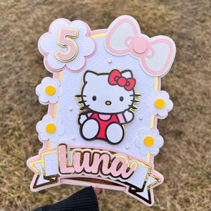 Kitty Cake Topper/ Custom Topper/ Girl Party/ Kitty Decoration/ Birthday Topper/ Pink/ Cake Decor