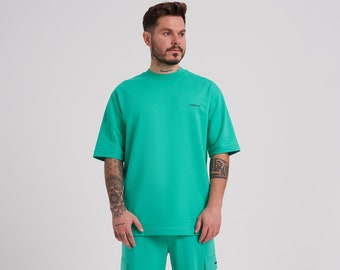 Premium quality oversized mens t-shirt, Blank soft comfort colors green t-shirt, Heavy duty cotton t-shirt, Light green tee Sezarcollections