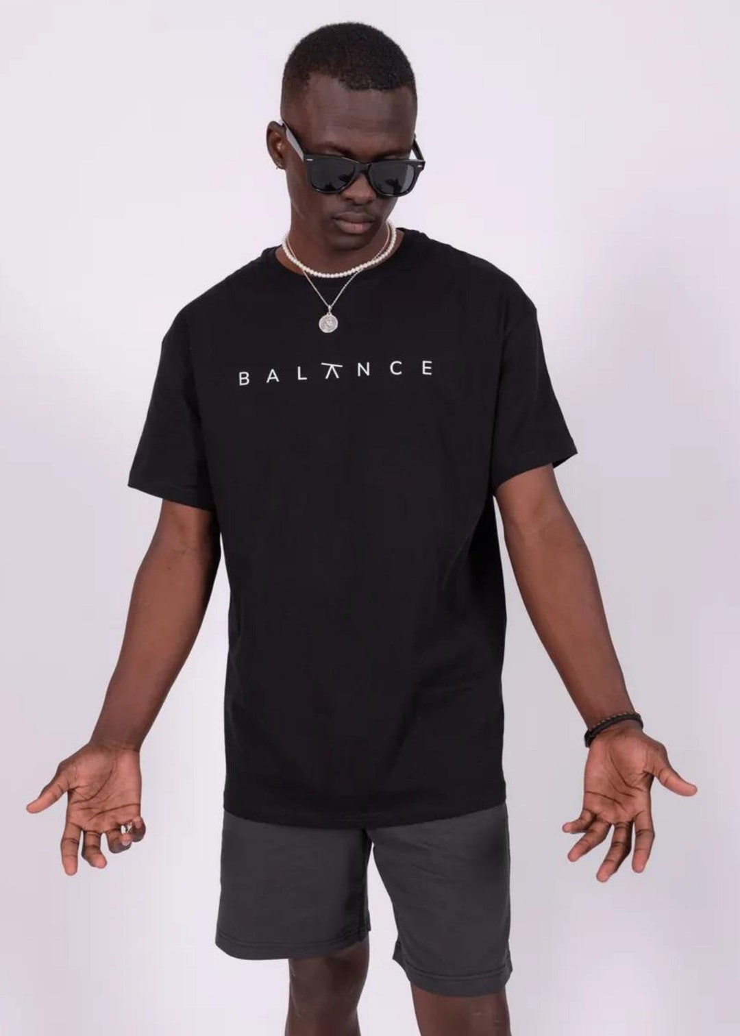 Balance Oversize T-shirt, Black and White Life Motto Printed T-shirt ...