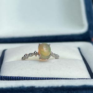 Vintage Opal Ring Natural Gemstone Sterling Silver Adjustable | Opal Jewelry |  Birthstone Gift Size US 6
