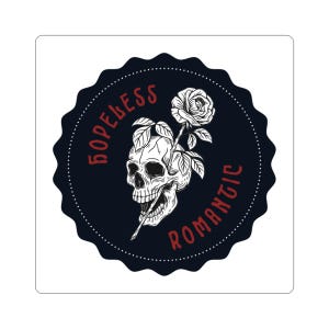 Hopeless Romantic Skull Stickers, Vintage Aesthetic Stickers, Laptop Decor, Edgy Gift, Alternative Style, Gothic Accessories