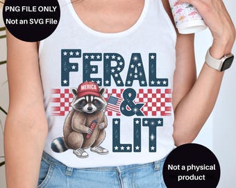 Feral 4th of July Raccoon PNG: Funny USA Design (Digital Download)