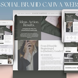 Canva Website Template for Coaches, Editable Landing Page, Business Website Design, One Page Template for Entrepreneurs