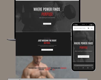 Fitness Website Template for Men, Squarespace 7.1 Gym, Coach, Strength and Coaching Website, Personal Trainer website , Fitness Brand site
