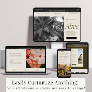 Modèle Squarespace pour coach bien-être, site Web sur la santé holistique, conception pour thérapeute en nutrition, Squarespace 7.1, site pour coach