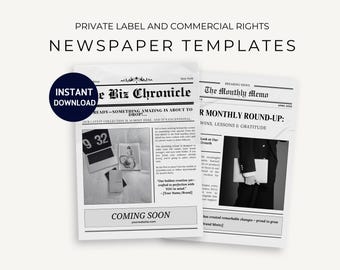 Bewerkbare bedrijfslanceringssjabloon voor kranten: Canva-ontwerp voor aangepaste aankondigingen, fotografie en marketing, PLR/MRR