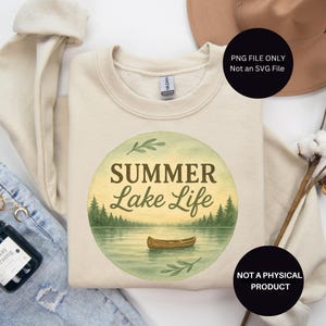 Retro Lake Life PNG: Summer Camping Digital Download