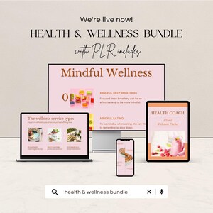 Wellness PLR Canva Templates Bundle: Social Media, eBooks, Coaching Worksheets
