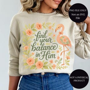 Find Your Balance PNG, Trendy Png, Faith Png, Christian Sublimation Design, Religious Png, Flamingo Png, Digital Download