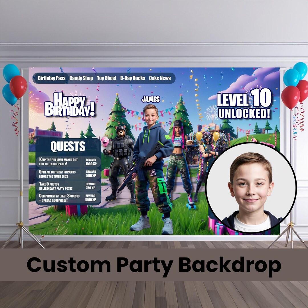 Gamer Wbackdrop Personalized Gamer Party Backdrop From Photo | Custom Birthday Party ...