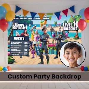 Personalized Gamer Party Backdrop from Photo | Custom Birthday Party Decor | Digital Download for Kids