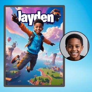 Gamer portrait from photo, gift for gamer, Personalized portrait from photo, custom gift, digital file, gift for son, gift for daughter