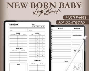 Newborn Baby Logbook for Moms, Newborn Workbook, Pdf Journals, Good Notes Journal, Planner journal, Digital Downloads