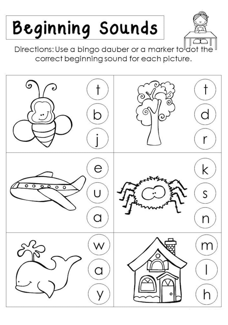 Kids Phonics Learning Worksheet Bundle, Kids Activity Worksheets ...