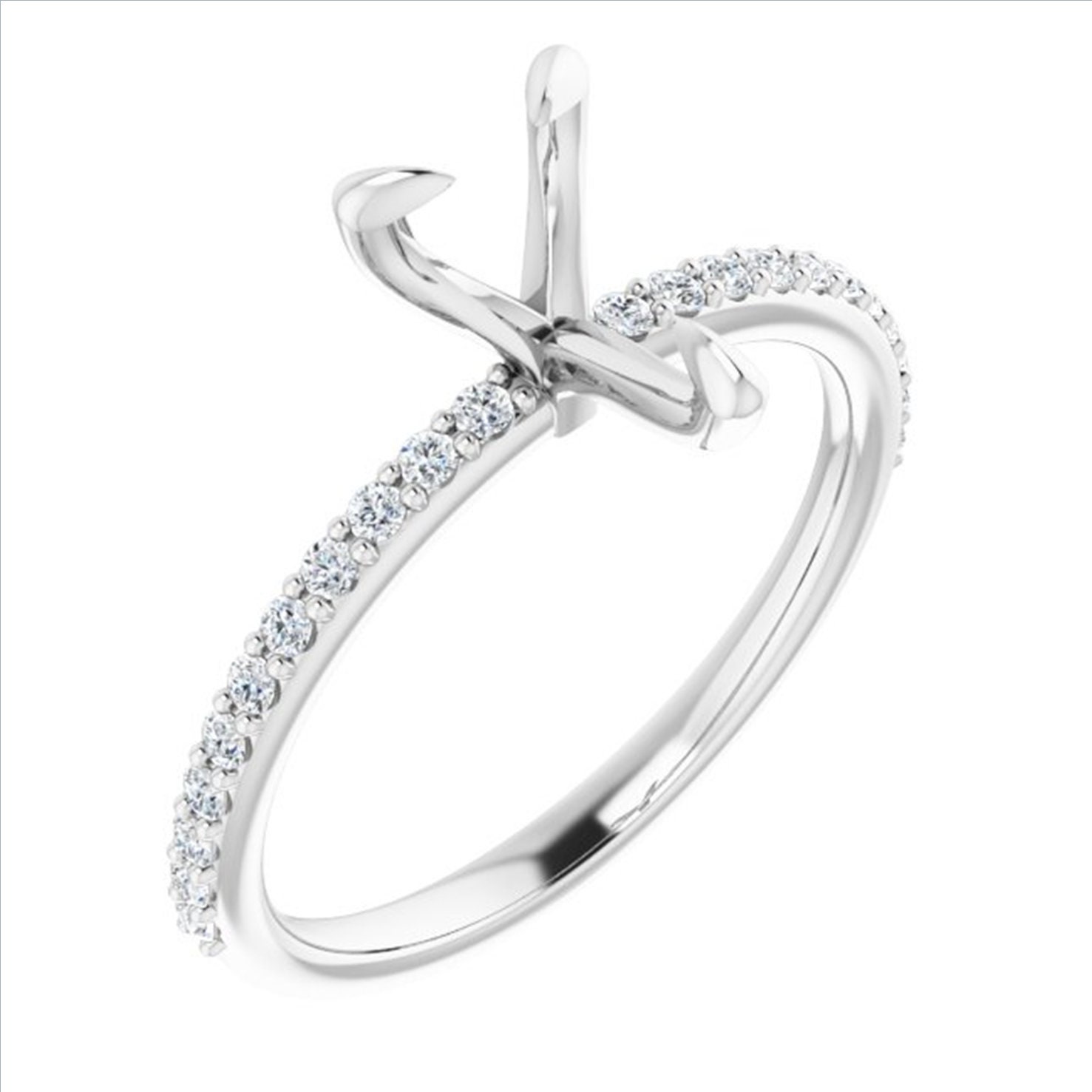 Dainty Pear Mount Ring 14k White Gold, Edwardian Tear Drop Diamond Semi Mount Ring, Three Claw