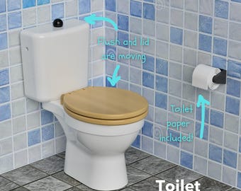 Dollhouse Bathroom Miniature Toilet: 3D Printing STL Files (Digital Download)