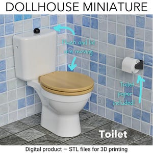 Dollhouse Bathroom Miniature Toilet: 3D Printing STL Files (Digital Download)