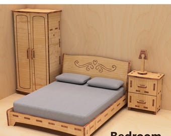 Dollhouse Miniature Bedroom Furniture: Laser Cut DIY Plans (Digital Download)