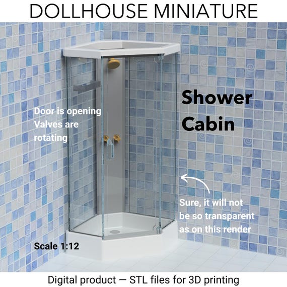 Shower Cabin 3D-printing STL files DIY dollhouse model