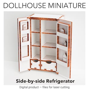 Dollhouse Miniature Kitchen Wooden Furniture Refrigerator Laser Cutting DIY Gift For Girl