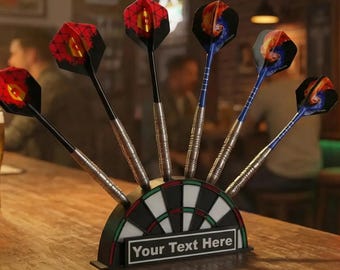 Customizable Name Personaliz 3 - 6 - 9 - 12 slots Dartboard - Mini Darts Holder Station - Dart Holder