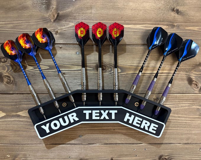 Wall Mounted 9 Darts Display - Customizable Name - Personaliz Dart Holder