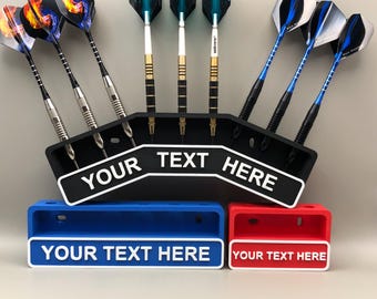 Wall Mounted  3 - 6 - 9 Darts Display - Stand- Customizable Name - Personaliz