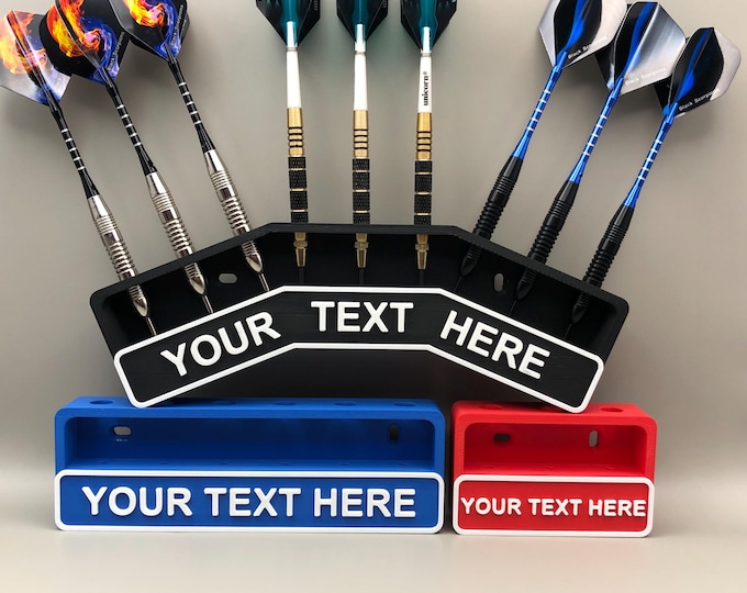 Wall Mounted  3 - 6 - 9 Darts Display - Stand- Customizable Name - Personaliz