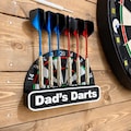 Personalised Dart Holder for Dad, Custom Name Wall Display, Father's Day Present, Darts Player Gift, Man Cave Decor
