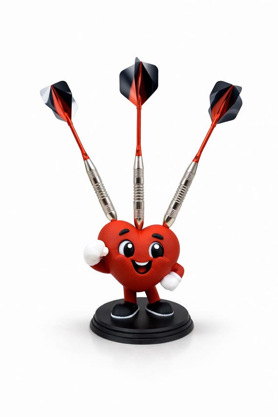Valentine’s Gift for Dart Player – Heart Dart Holder | 3D Printed Dart Stand for 3 Darts