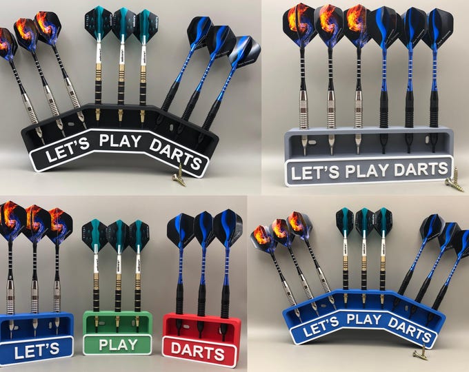 Wall Mounted Dart Holder: Lets Play Darts, Holds 6-9 Darts
