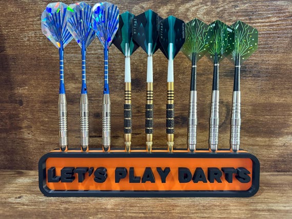 9 slots Darts Stand -Dart Holder - Lets Play Darts - Custom Colors-  M3 tape and screws included for optional wall installation