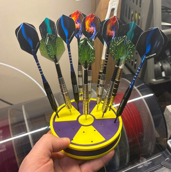 Round stand in the shape of a nuclear warning sign - 21 slots - Dart Holder - Dart Stand - Round Stand