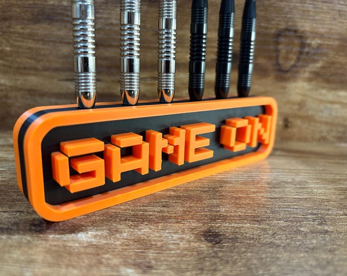 6-Slot Dart Holder: 3D Printed 'Game On' Stand Wall Mountable