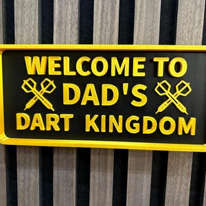 Dad&#39;s Dart Kingdom Sign: Custom Colors, Man Cave Decor, M3 mounting tape included