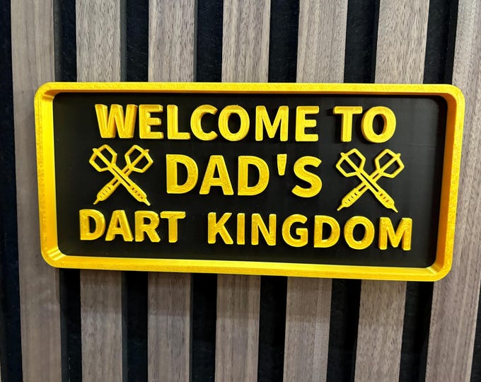 Dad's Dart Kingdom Sign: Custom Colors, Man Cave Decor, M3 mounting tape included