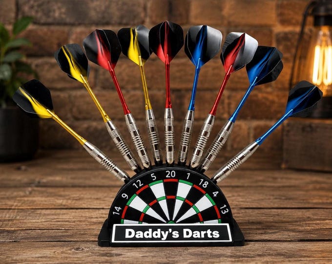 Personalised Dart Holder Stand  3D Printed Dart Display for 3, 6, 9 Darts Player Gift