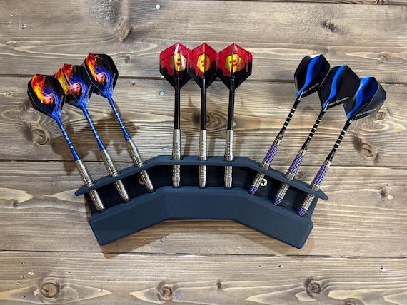 Wall Mounted Dart Holder 3 - 6 - 9 : Matte Black PLA-CF, Handmade in UK,