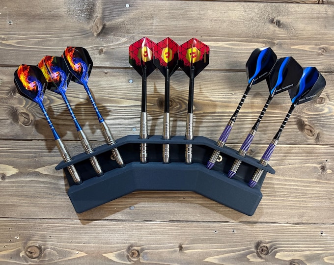 Wall Mounted Dart Holder 3 - 6 - 9 : Matte Black PLA-CF, Handmade in UK