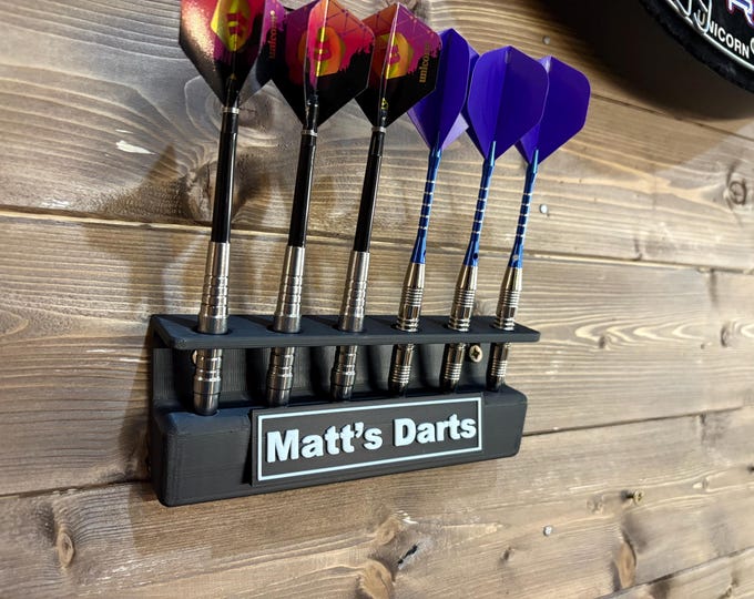 Personalized Dart Holder: Wall Mounted 6-Slot Rack, Game Room Decor
