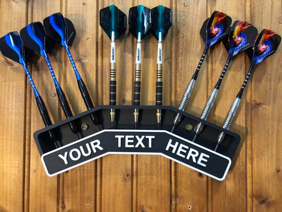 Wall Mounted 9 Darts Display - Customizable Name - Personaliz Dart Holder
