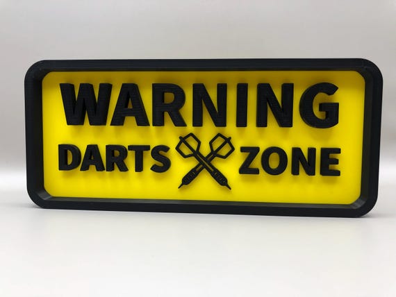 Darts Player Warning Sign - Stand - Darts Zone - Banner Sign - Man Cave -Gaming Room - Perfect gift for darts players