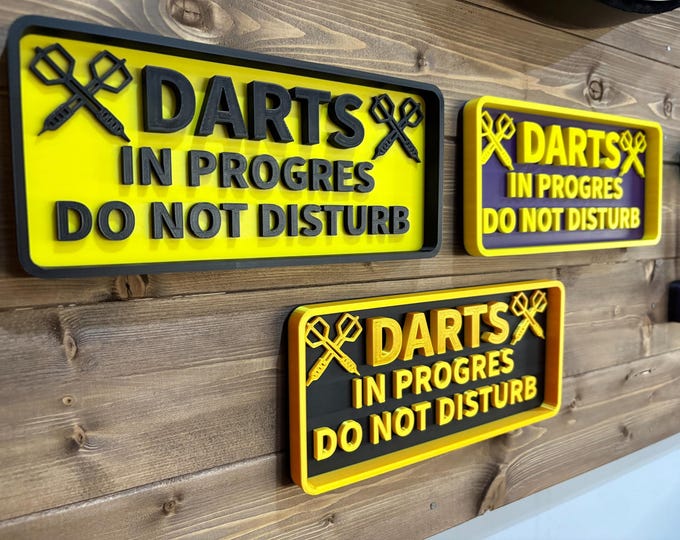 Custom Color Dart Game Sign: Man Cave Decor, 3D Printed M3 mounting tape included