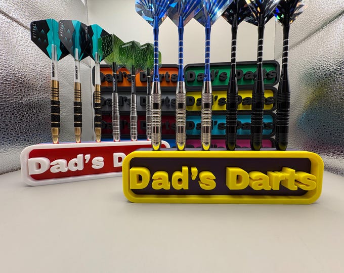 Dad's Darts Holder: 6-Slot Wall Mounted Dart Rack - Custom Colors