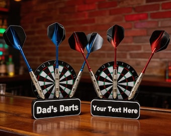 Personalised Dart Holder – 3 Darts Stand, Dartboard Design, Man Cave Decor