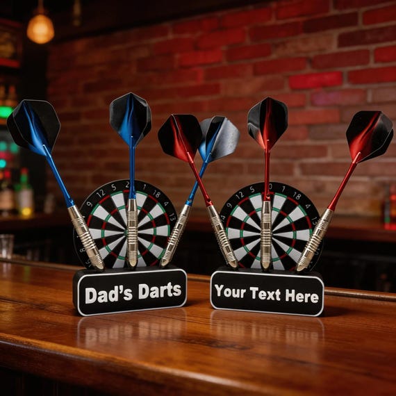 Personalised Dart Holder – 3 Darts Stand, Dartboard Design, Man Cave Decor